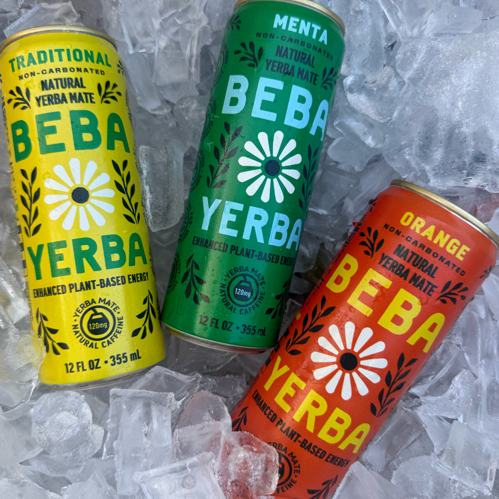 BEBA YERBA cans in ice
